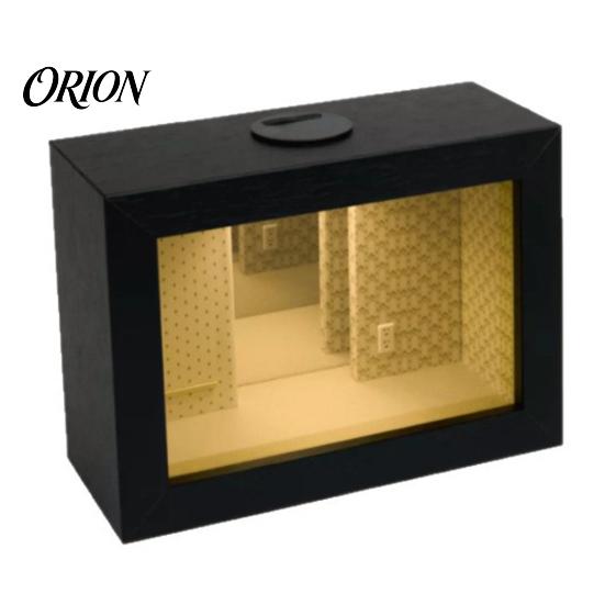 Wooden Matte Black Ornament LED Picture Frame Night Light, Mirror Illusion Infinite Tunnel Tabletop Lamp, Dustproof Gaming Desk Display Case, Dual-Use
