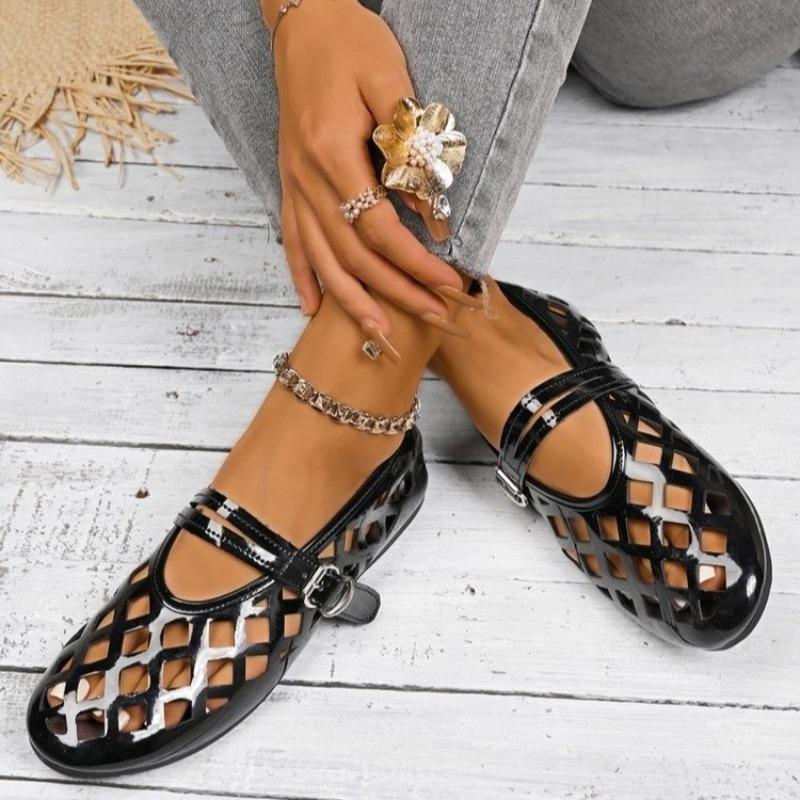 2026 New Women Flats Casual Fashion Loafers Summer Hollow Ladies Shoes Closed Toe Sandals Soft Comfortable Ballet Flat Shoes