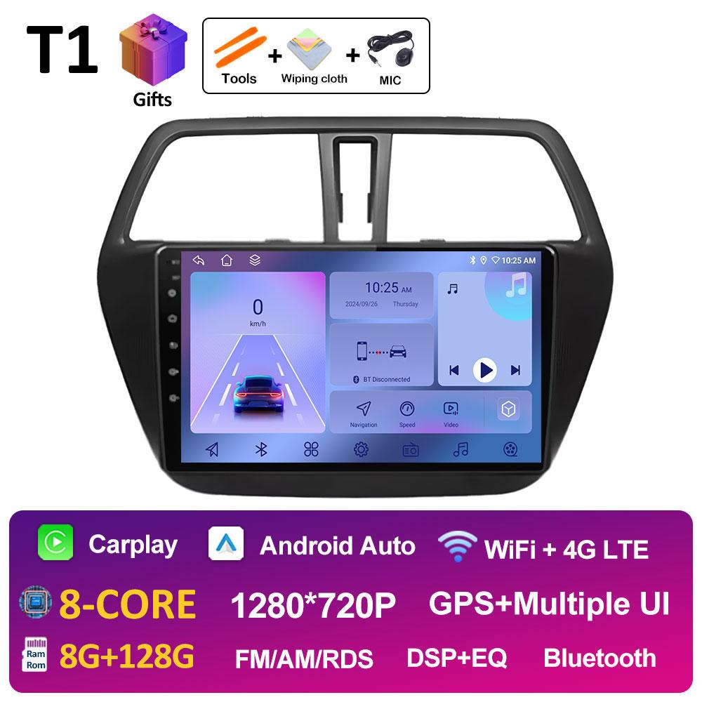 Smart System Android 14 For Suzuki SX4 S-Cross 2014 2015 2016 2017 Wireless Carplay Bluetooth QLED IPS Screen WIFI Auto Tools 4G