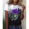 Sunflower and cat print fashionable women's oversized T-shirt