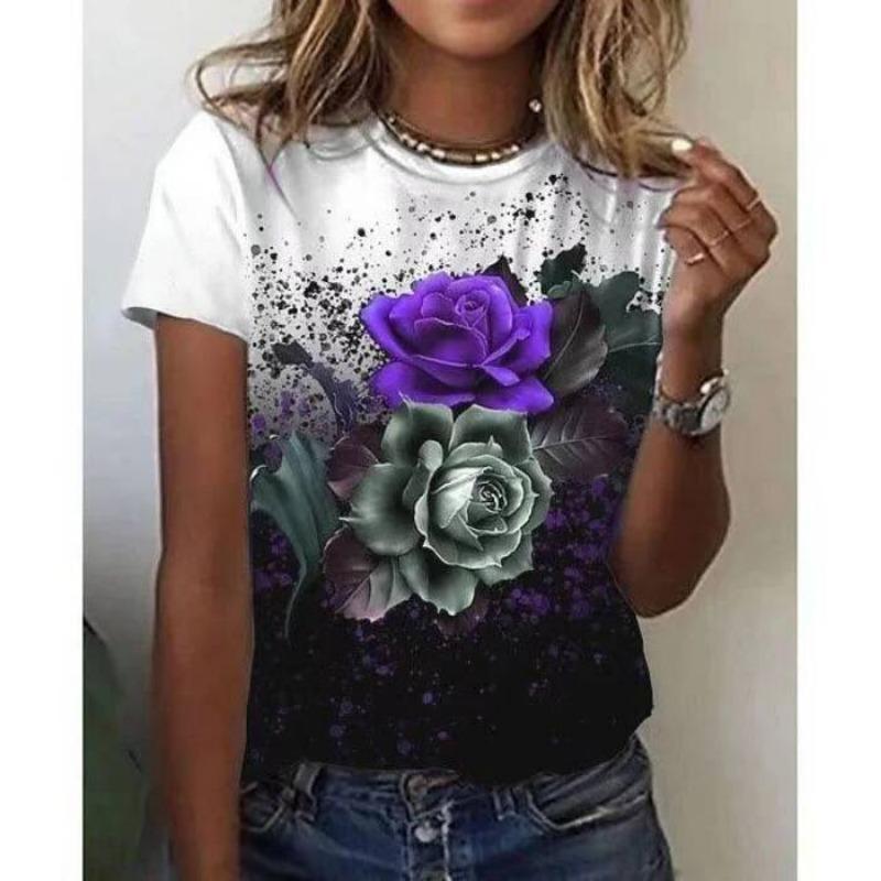 

Sunflower and cat print fashionable women s oversized T-shirt 4XL