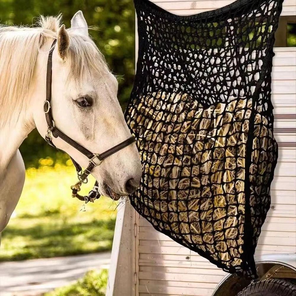 1Pcs New Durable Slow Feed Hay Net Hanging Large Capacity Horse Hay Bag 80x90cm Hay Feeder Bag for Horses Goat Sheep
