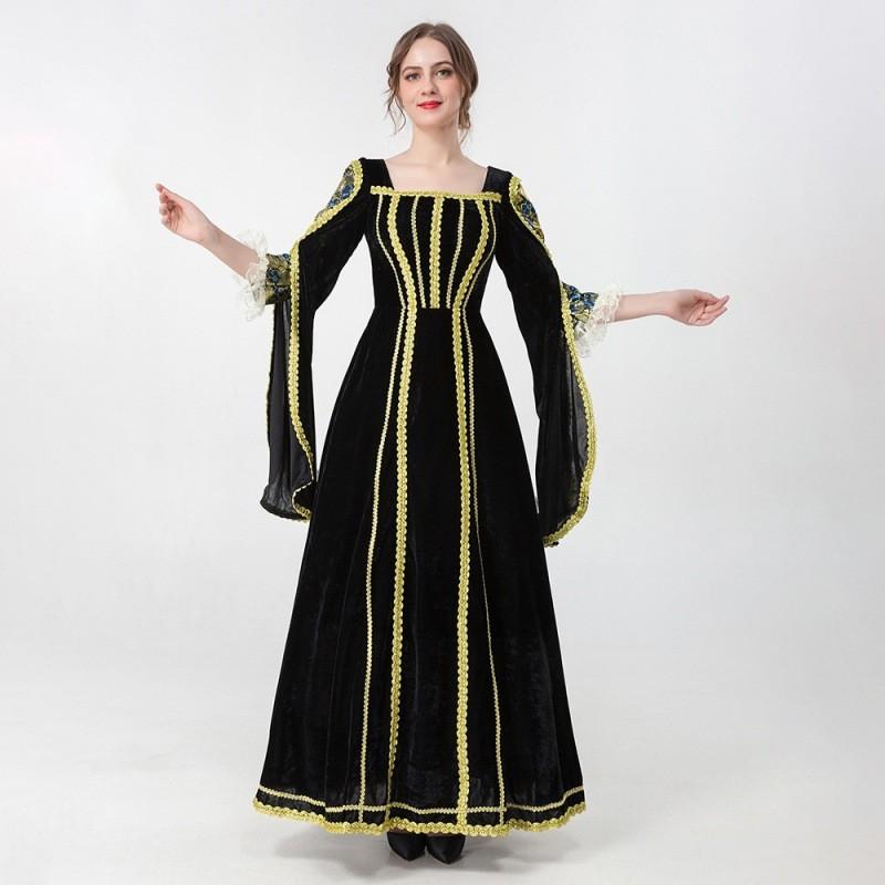 Класична Чорна Королівська Накидка-Сукня для Дорослих на Геловін, Косплей та Ігрових Персонажів