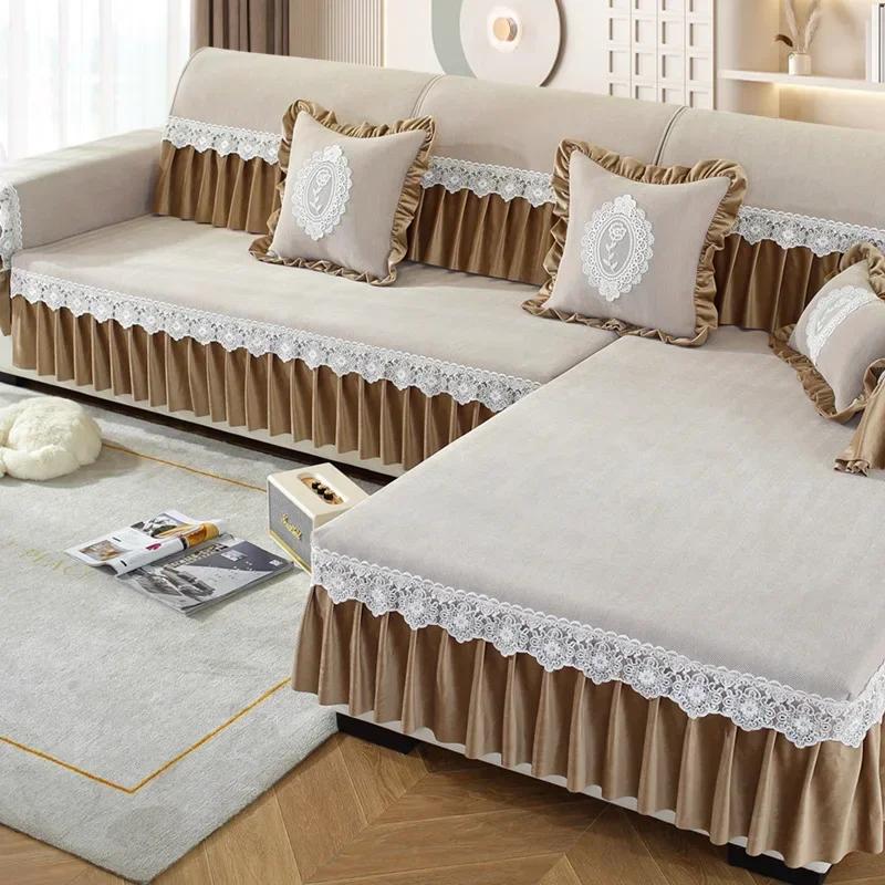 Chenille Sofa Mat Four Seasons Universal Luxury Sofa Cover New Sofa Cover, Anti Slip Sofa Cushion
