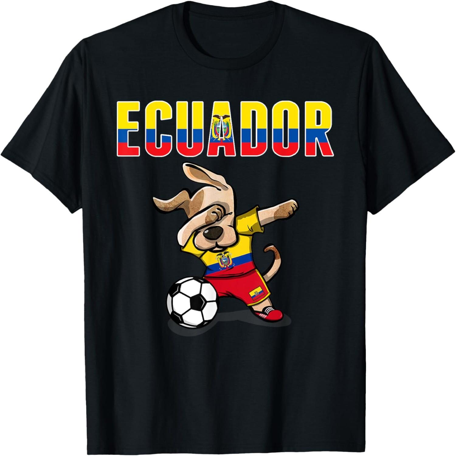 Dabbing Dog Ecuador Soccer Fans Jersey Ecuadorean Football Men Women Girls Kids T-Shirt S