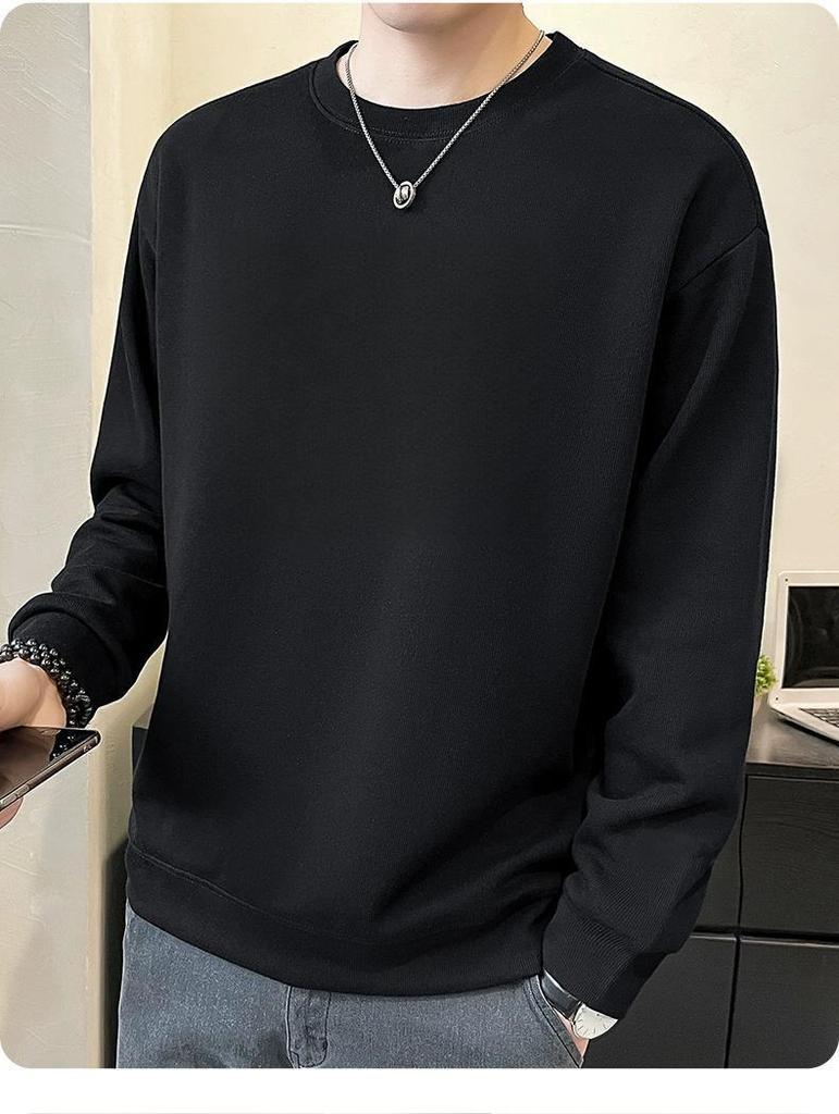 2025 Autumn/Winter Unisex Velvet-Lined Long-Sleeve Round-Neck Hoodie Base Layer