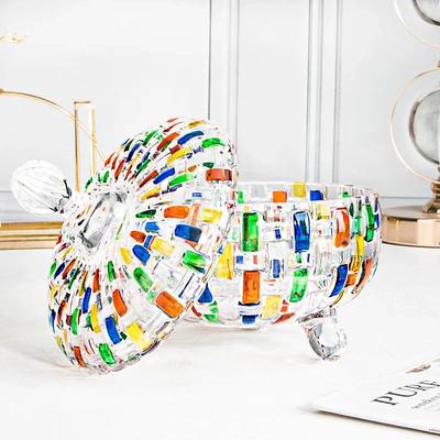 Popular Hand-painted Woven Fruit Tray with Lid Candy Can, Juice Cup, Home Decoration Decoration, Colored Glass Vase