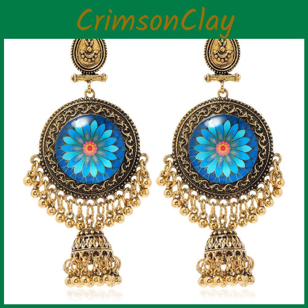 Simulationsstil Ethnische Edelstein Dekoration Damen Halskette und Set Ohrring