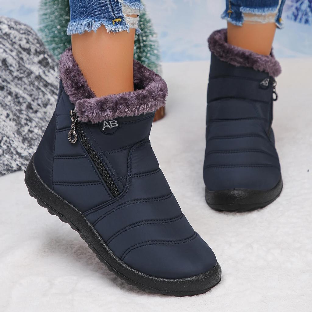 Women Snow Boots Comfortable Waterproof Women Shoes Retro Luxury Zipper Shoes Woman Winter Soft Thickened Fluff Boots Women