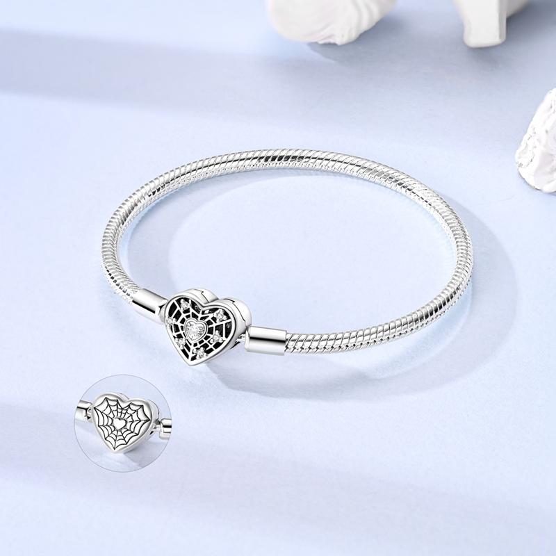 925 Silver Sparkling Fashion Zircon Spherical Heart-Shaped Snake Bone Bracelet For Women Fashion Birthday Jewelry Gifts