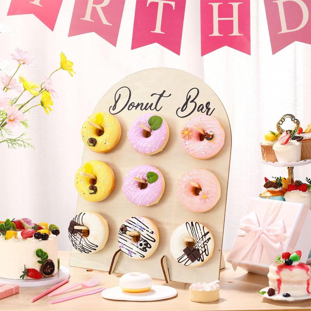 Arch Shaped Wooden Donut Stand Decoration Donut Party Doughnut Holder Wedding Birthday Party Supplies Baby Shower Donut Bar