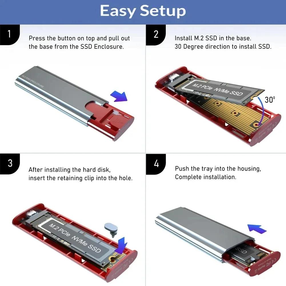 10Gbps M2 NVMe SATA SSD Case SSD Box M.2 NVME NGFF SSD To USB 3.1 Enclosure Type-A To Type-C Cable for M.2 SSD Accessories for PC