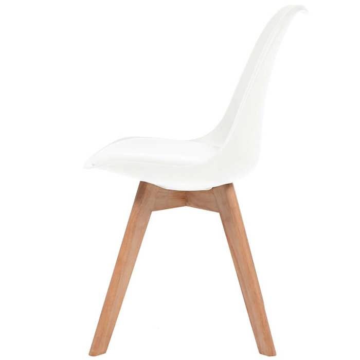 Chaises à manger - MAISON EXCLUSIVE - Lot de 2 - Blanc - Pieds bois massif - Coussins simili cuir