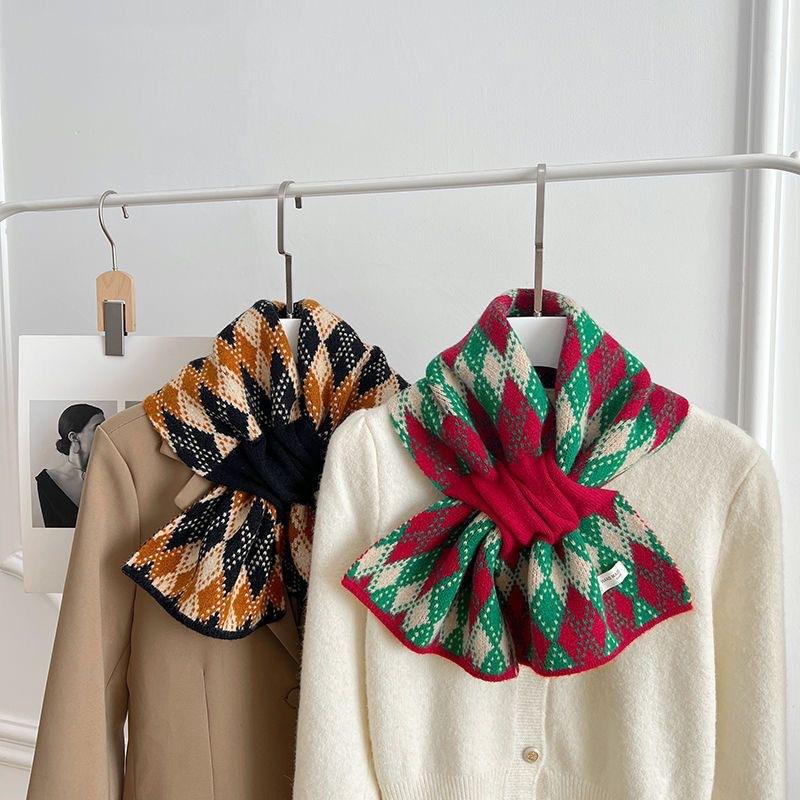 Thickened Double-Sided Knitted Scarf For Women Windproof Muffler Warm Shawl  Year'S Christmas Accessories