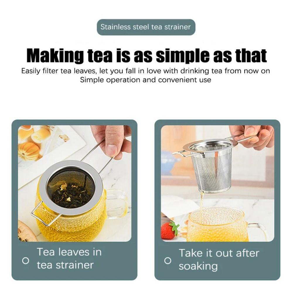 Reusable Stainless Steel Tea Strainer with Lid Spice Filter Loose Tea Infuser Basket  Home