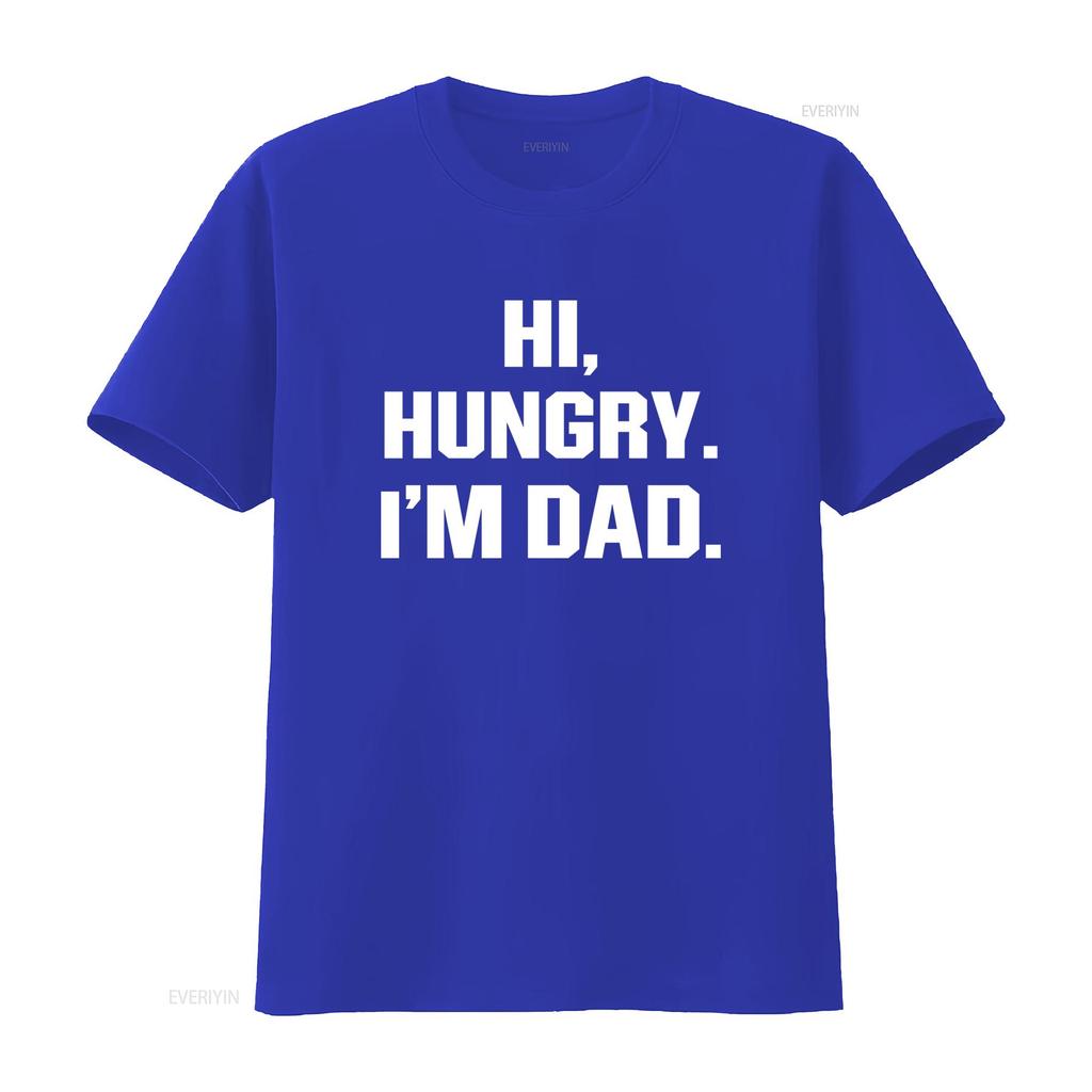Hi Hungry Im Dad Funny T Shirt Design Black With White Print For Unisex Vintage Fashion Versatile Top For Everyday Wear