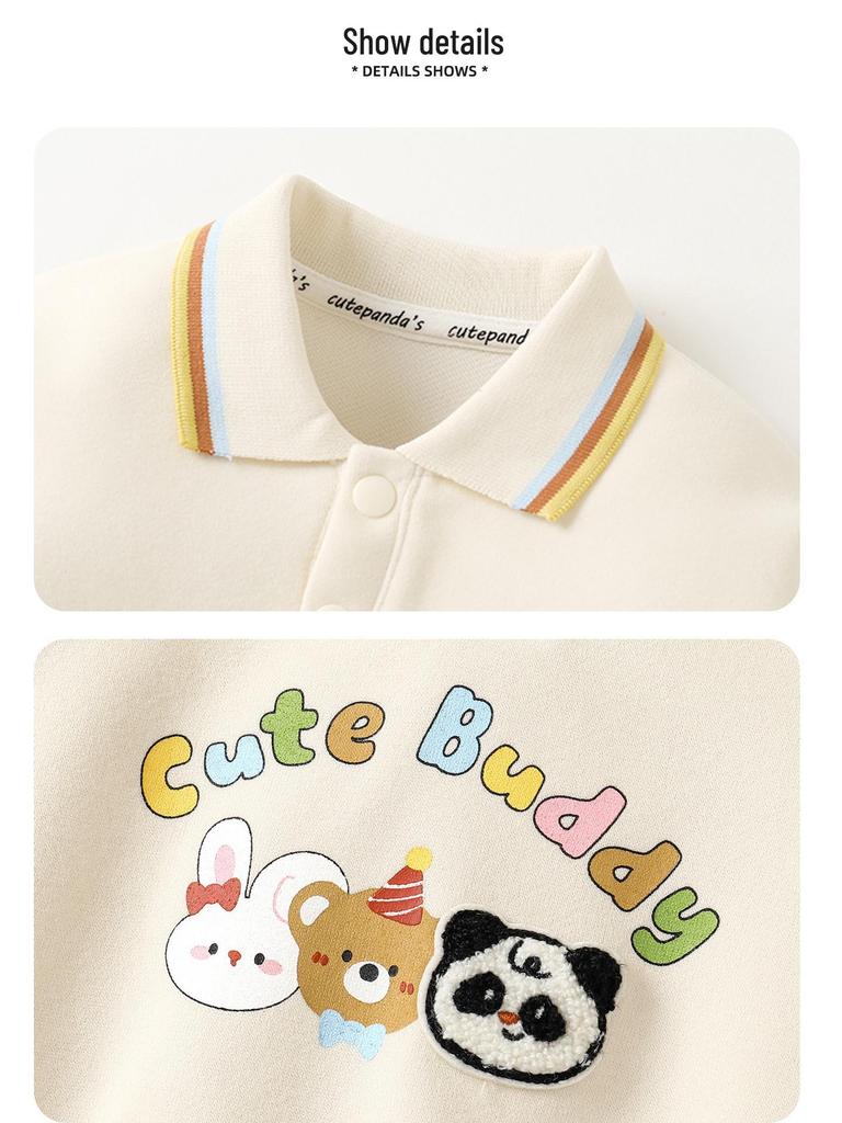 Kaka Panda Kids' Polo Neck Sweatshirt - Boys' and Girls' Spring & Autumn Top