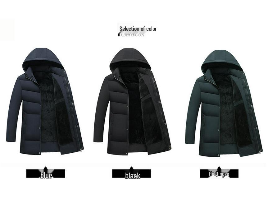 Men's Fleece-Lined Cotton-Padded Jacket: Warm Winter Coat for Middle-Aged and Elderly