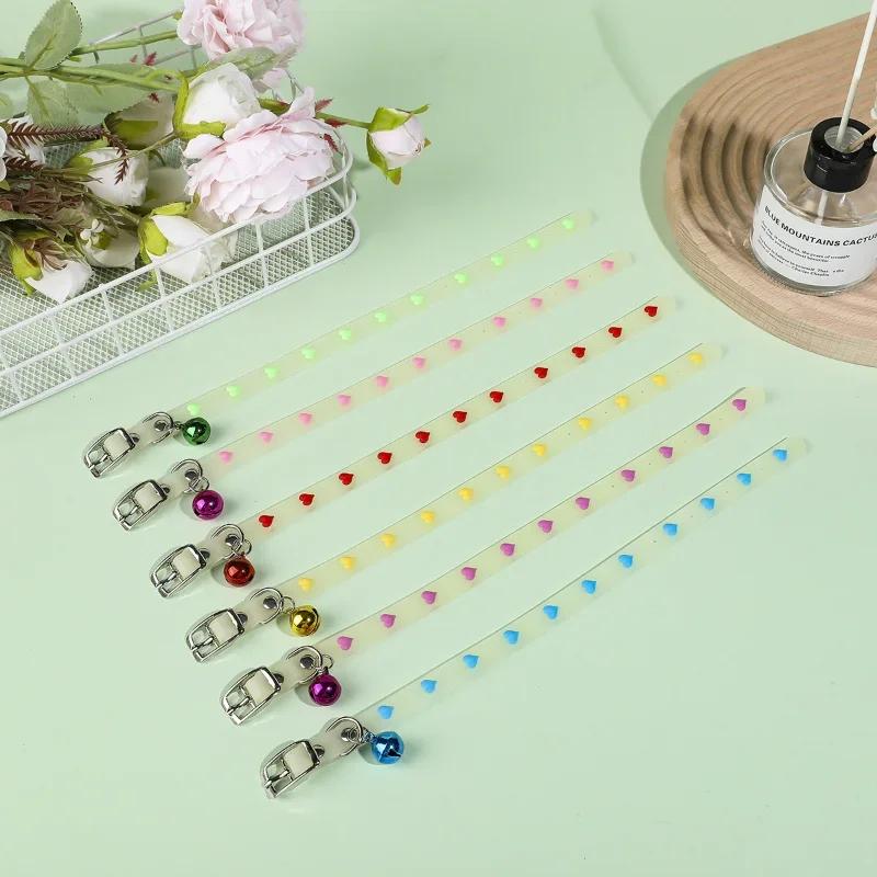 Luminous Cat Necklace Glowing Small Dog Cat Collar Anti-Loss Fluorescent Silicone Cat Bell Collar Neck Ring Pet Cat Accessories