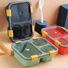 Divided Bento Box for Students Three Divided Lunch Box Covered Soup Box Plastic Kitchen Tableware Microwave Sealed Lunch Box
