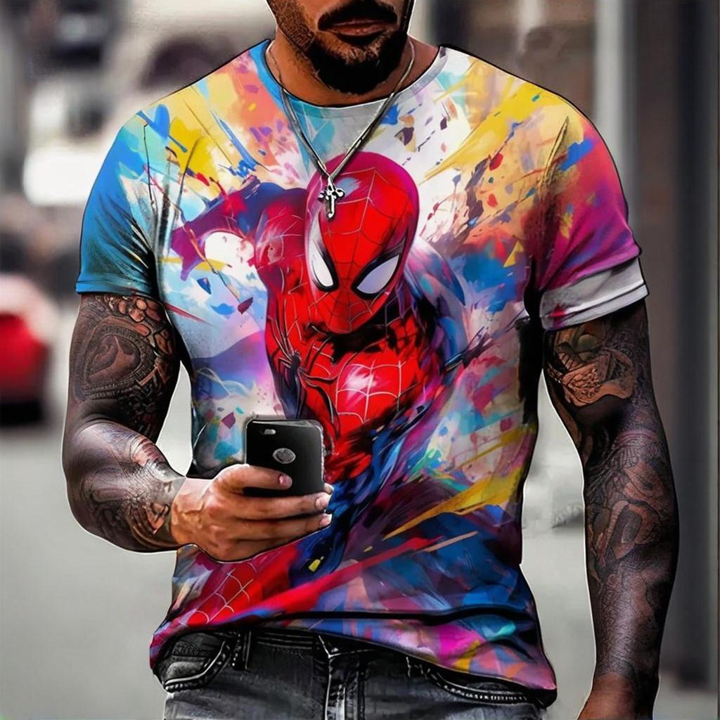 2025 Summer Colorful Men's Top T-shirt 3D Printed Spider Man Venom Pattern Casual Fashion Short Sleeve Clothing