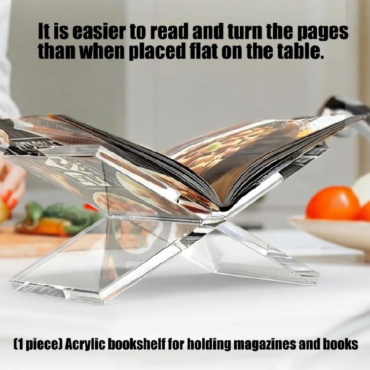 Minimalist Acrylic Book Rest For Desk Or Kitchen Holds Thick Volumes And Magazines Effortlessly