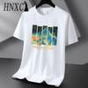 HNXC Cotton Short Sleeve T-shirt Men's Fashion Loose Half Sleeve Shirt Printed Compassionate Shirt