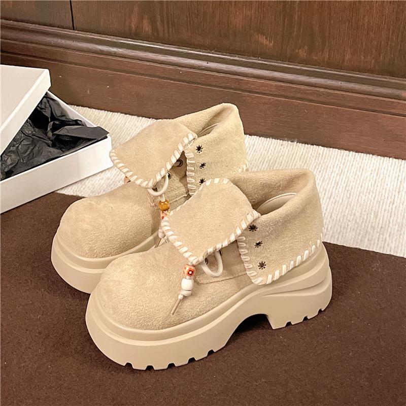 Women Platform Ankle Boots Beaded Trend 2025 Casual New Shoes Snow Boots Winter Woman Sneakers Lace Up Zapatos Mujer