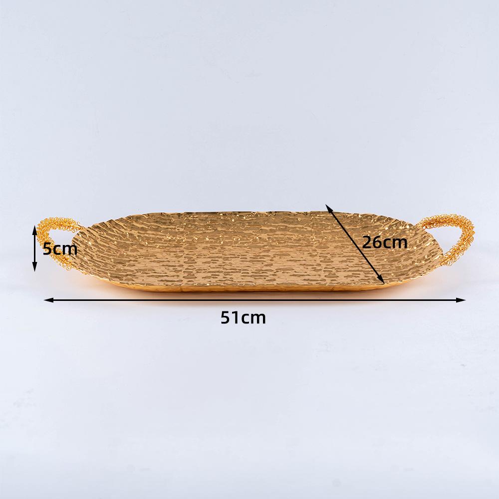 Nordic Wrought Iron Long Tray Golden Curved Fruit Snack Storage Tray Snack Fruit Platter