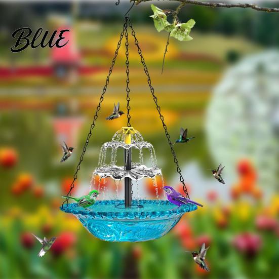 Fontana a Cascata per Uccelli da Giardino 3 Livelli Vasca Solare per Uccelli Sospesa per Colibrì Alimentata ad Energia Solare per Uccelli per Bere e Riposare Giardino Esterno Patio