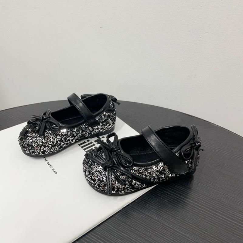 Girls' Bowknot Princess Shoes Baby Girl's Sequined Small Leather Shoes Soft Sole Non-slip Shoes
