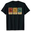 Autism Periodic Table Au Ti Sm Gold Titanium Samarium Graphic Tee Short Sleeve TShirt for Unisex Women
