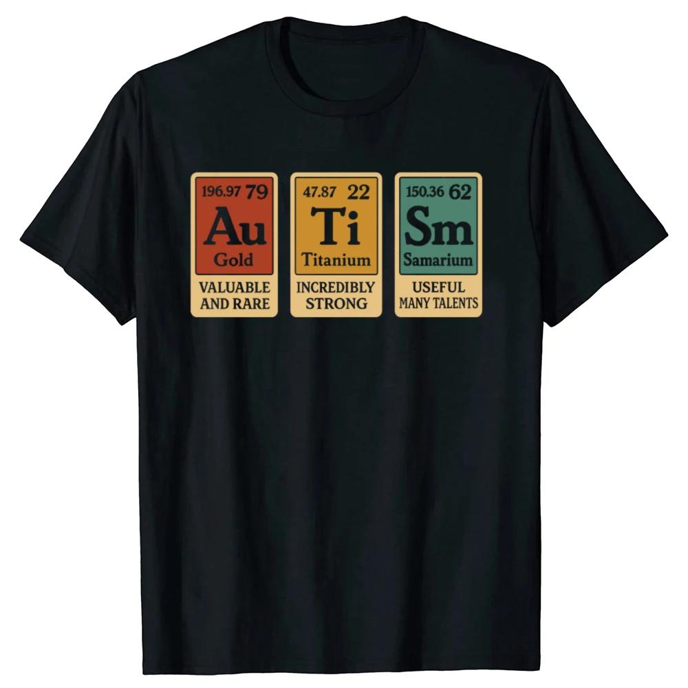 Autism Periodic Table Au Ti Sm Gold Titanium Samarium Graphic Tee Short Sleeve TShirt for Unisex Women S