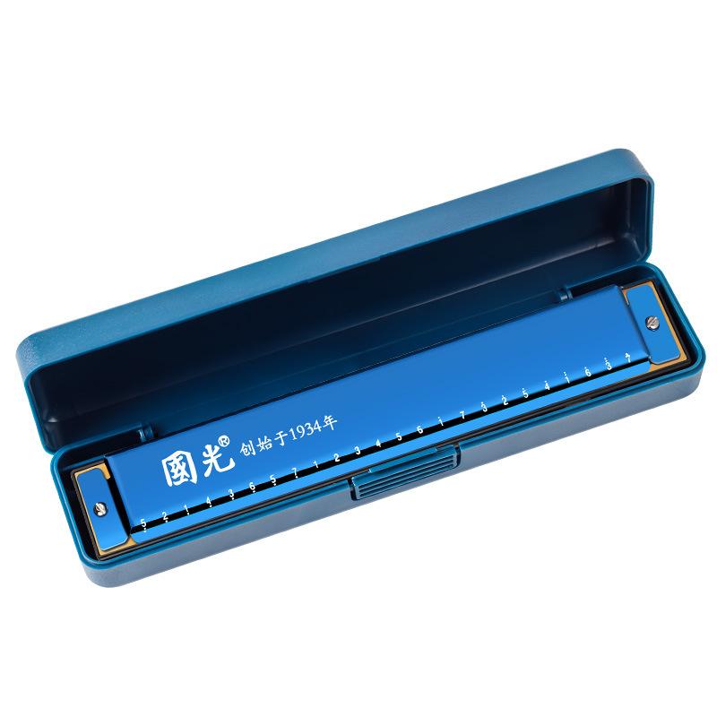 Guoguang Tremolo Harmonica 24 Hole Key C Blues Harp Mouth Organ for Beginner Kit with Case