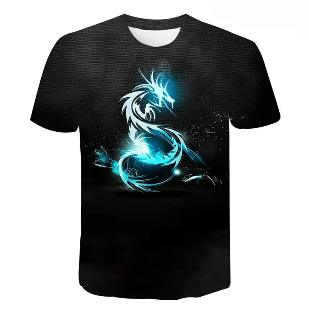 Summer Boys 3D Dragon Print Children's T-Shirt Kids Clothes Short Sleeve Top O Neck Shirts Fashion