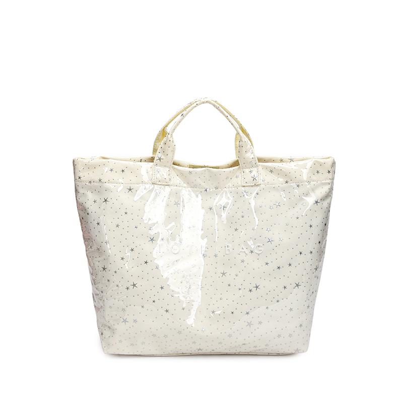 Pink Star Print Tote Bag for Women Large Capacity Waterproof Shiny Handbag Casual Daily Shopping Shoulder Bag for Travel