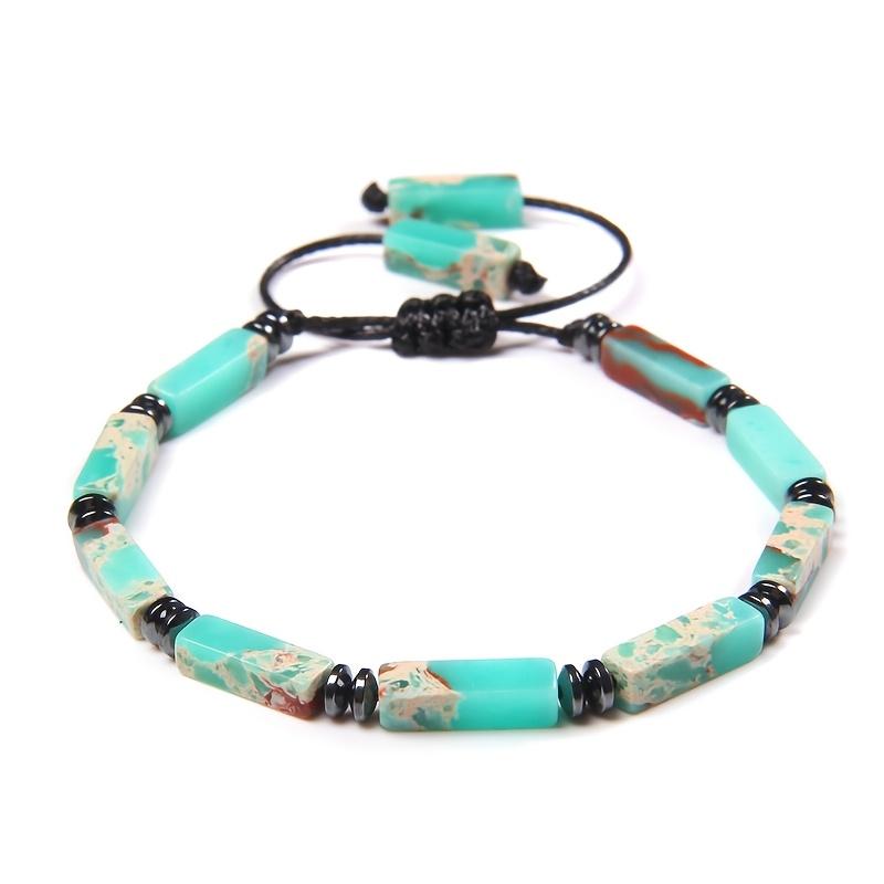 Bracciale alla Moda Fatto a Mano con Perline di Pietra Naturale, Regalo di Natale San Valentino, Design Resistente con Perline