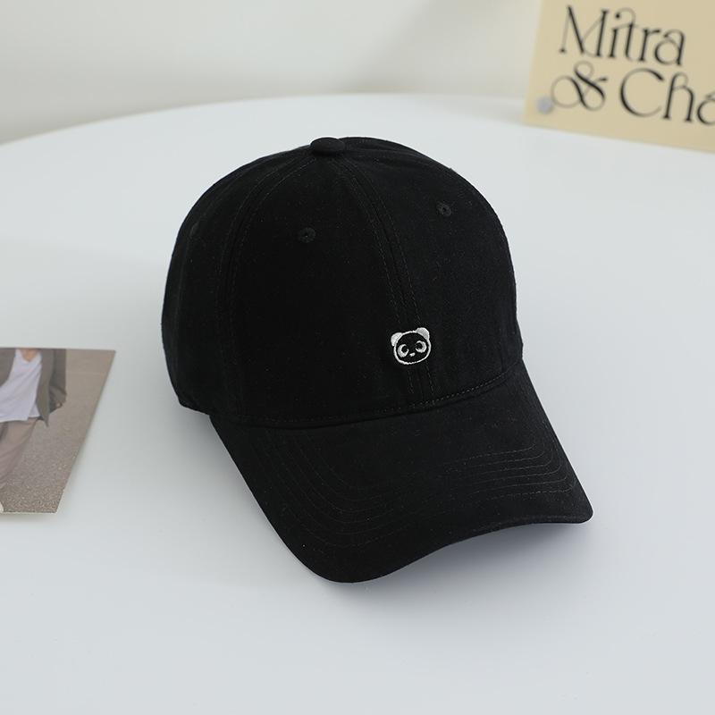 Cute Embroidered Little Panda Baseball Hat Korean Girls Pure Cotton Sun Protection Sun Hat Fashionable Versatile Baseball Hat