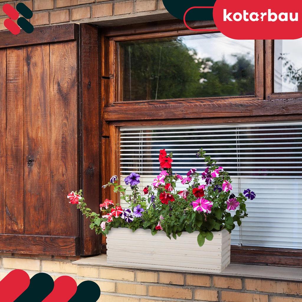 Kotarbau® Wooden Garden Planter Box For Terrace With Insert White 44 X 20 Cm