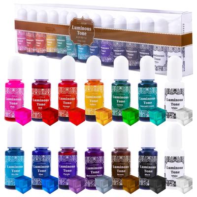COLEDO Luminous Tone Resin Clear Colors Colors 14 Resin Liquid Colorant for UV Epoxy and Silicone Molds X 14 Colorant, (13 / Bottles) Resin, Resin,
