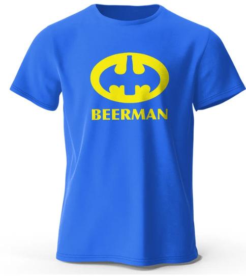 Beer print T-shirt men's and women's classic oversized fun print 3D print short-sleeved summer top