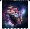 Nautical Themed Blackout Curtains for Boys Girl Bedroom Decor,Vintage Map Sailboat Compass Thermal Insulated Rod Pocket Drapes