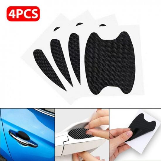 4x Carbon Fiber Car Door Handle Protector Film Anti-Scratch Stickers Accessories