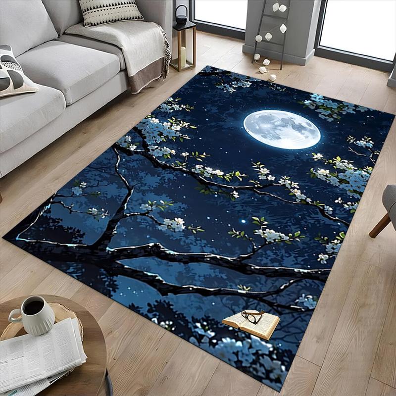 1PC Moon Night Carpet Ultra Soft, Thick & Absorbent, Non Slip Machine Washable Mat for Entryway