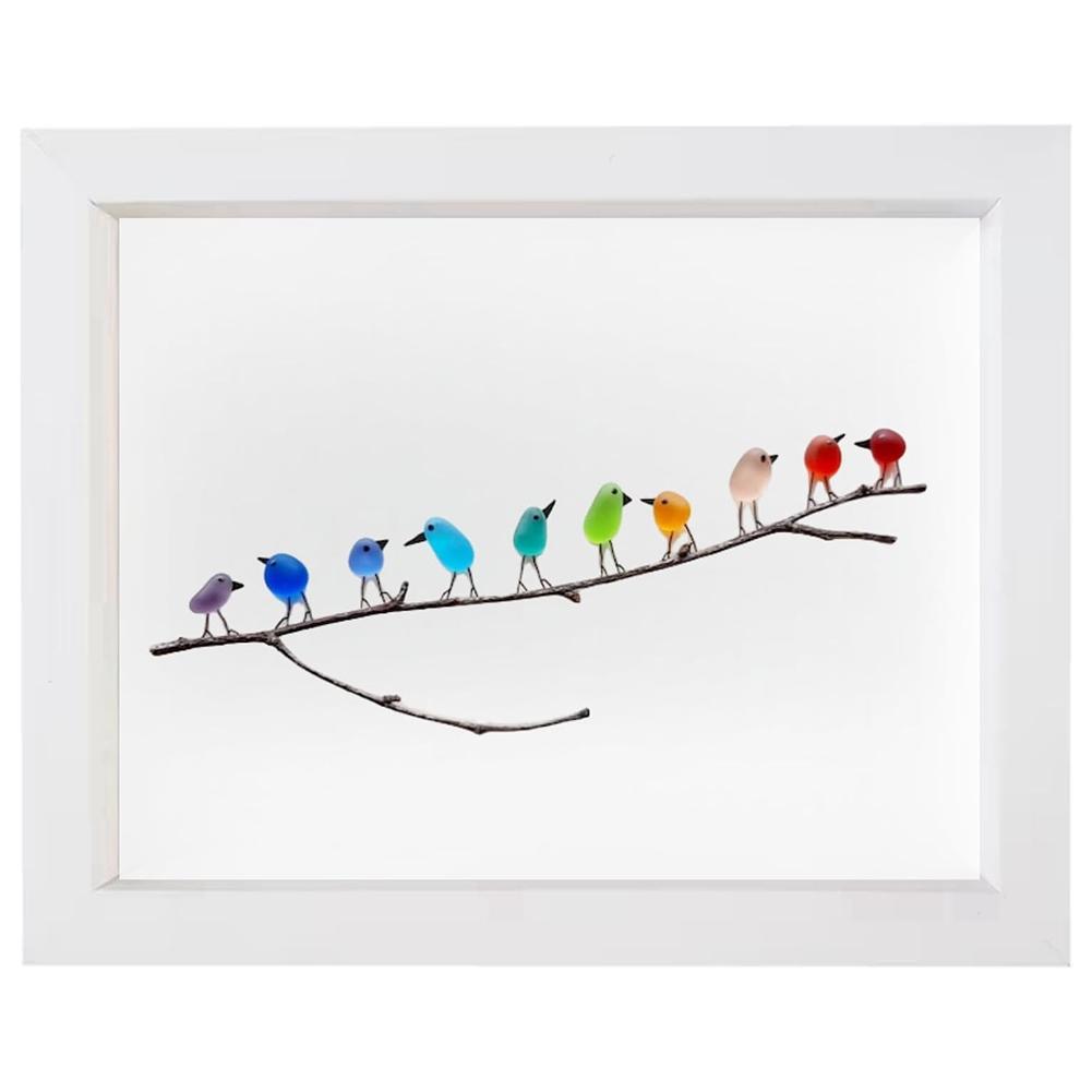 Sea Glass Rainbow Bird Ornament Wall Decoration Art Wall Hanging Birthday Gift Living Room Bedroom Ornament Decoration Crafts