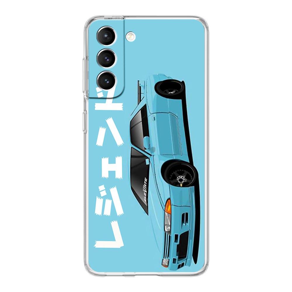 JDM Tokyo Drift Sportwagen Handyhülle Für Samsung Galaxy S22 S21 S20 FE Ultra 5G S10 S10E S9 S8 Plus Note 10 20 Weiche Klare Hülle