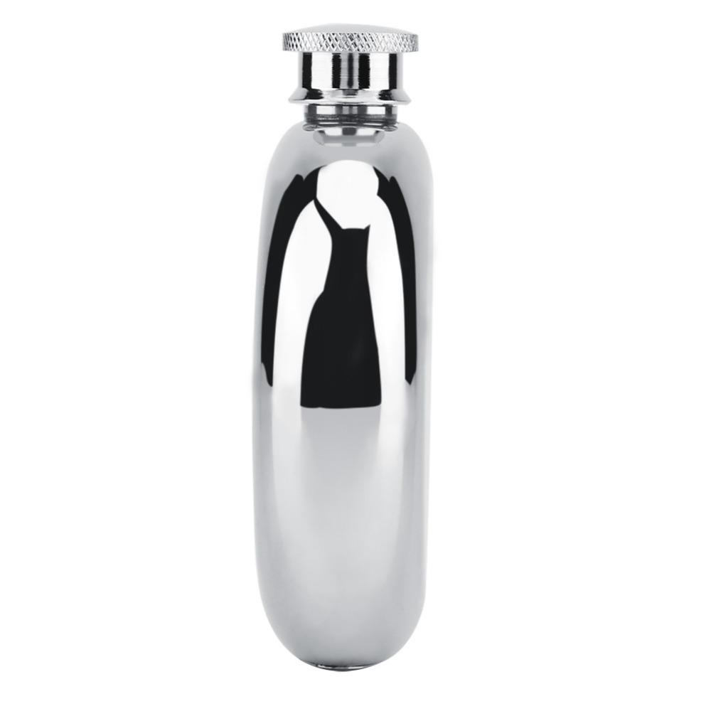 2 Piece Mirror Finish Portable Whiskey Flask Round Shape Hip Flask Portable Alcohol Bottle  Camping