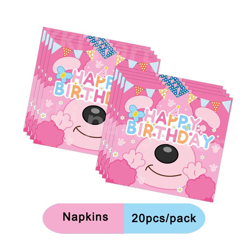 Cartoon Blue Dog Birthday Party Decoration Pink Dog Disposable Tablecloth Cup Bingo plate Baby Shower Kids Favors Party Supplies