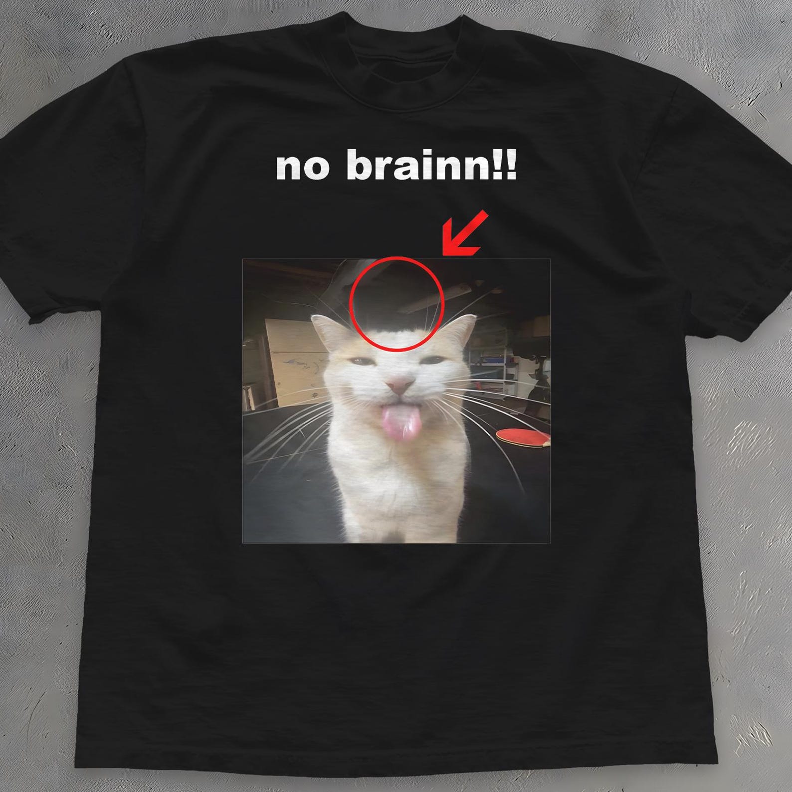 No Brain Cat Shirt - Funny No Thoughts Head Empty Meme T-Shirt - Brainrot Gift 3XL
