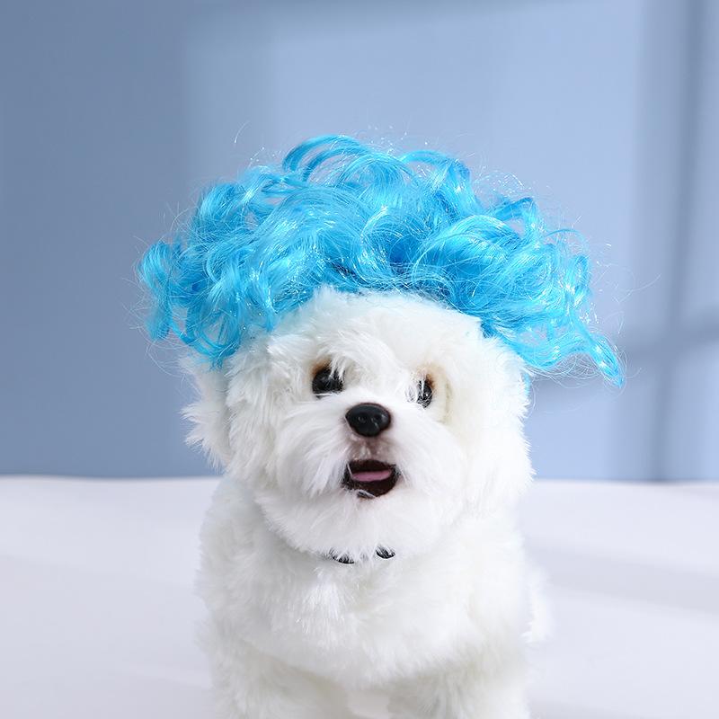 Dogs Cats Headdress Funny Pet Wigs Bangs Exploding Head Braids Straight Hair Nylon Fibre Material Halloween Pet Accessories